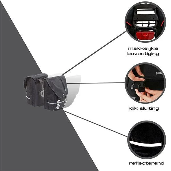 Beck Tassen Beck Gabe Dubbele Fietstas 41L - Grijs 5 Beck Tassen Beck Gabe Dubbele Fietstas 41L - Grijs – Image 3