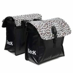 Beck Tassen Beck Small Dubbele Fietstas 35L Luipaard - Zwart/Bruin