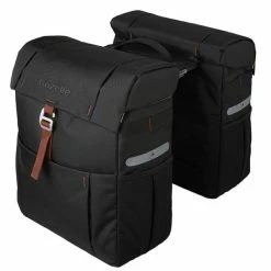 Gazelle Onderdelen Gazelle Dubbele Fietstas 37 Liter MIK - Zwart/Bruin