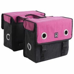 Willex Canvas Dubbele Fietstas 20L - Zwart/Roze