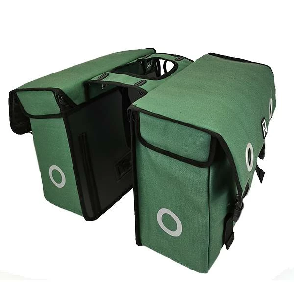 Willex Canvas Dubbele Fietstas 30L - Groen 4 Willex Canvas Dubbele Fietstas 30L - Groen – Image 2