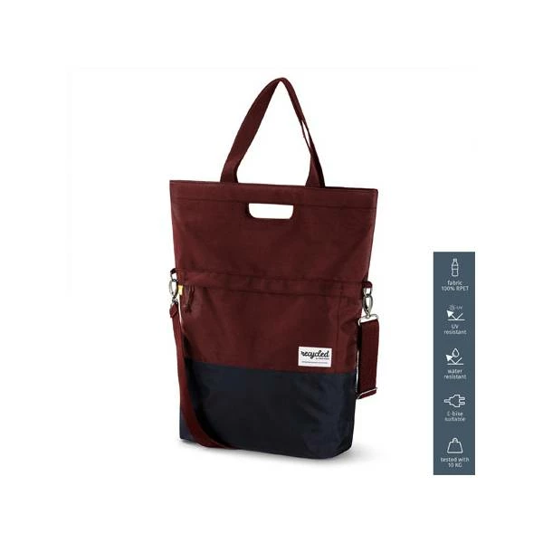 Urban Proof RPET Shopper Fietstas 20L - Bordeauxrood/Grijs 3 Urban Proof RPET Shopper Fietstas 20L - Bordeauxrood/Grijs